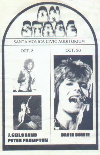 David Bowie Santa Monica Civic Auditorium, Los Angeles, USA 20th