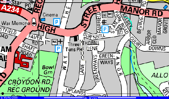 Map of Beckenham - click for larger map