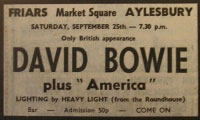 The Friars Club 1971 David Bowie gig advert